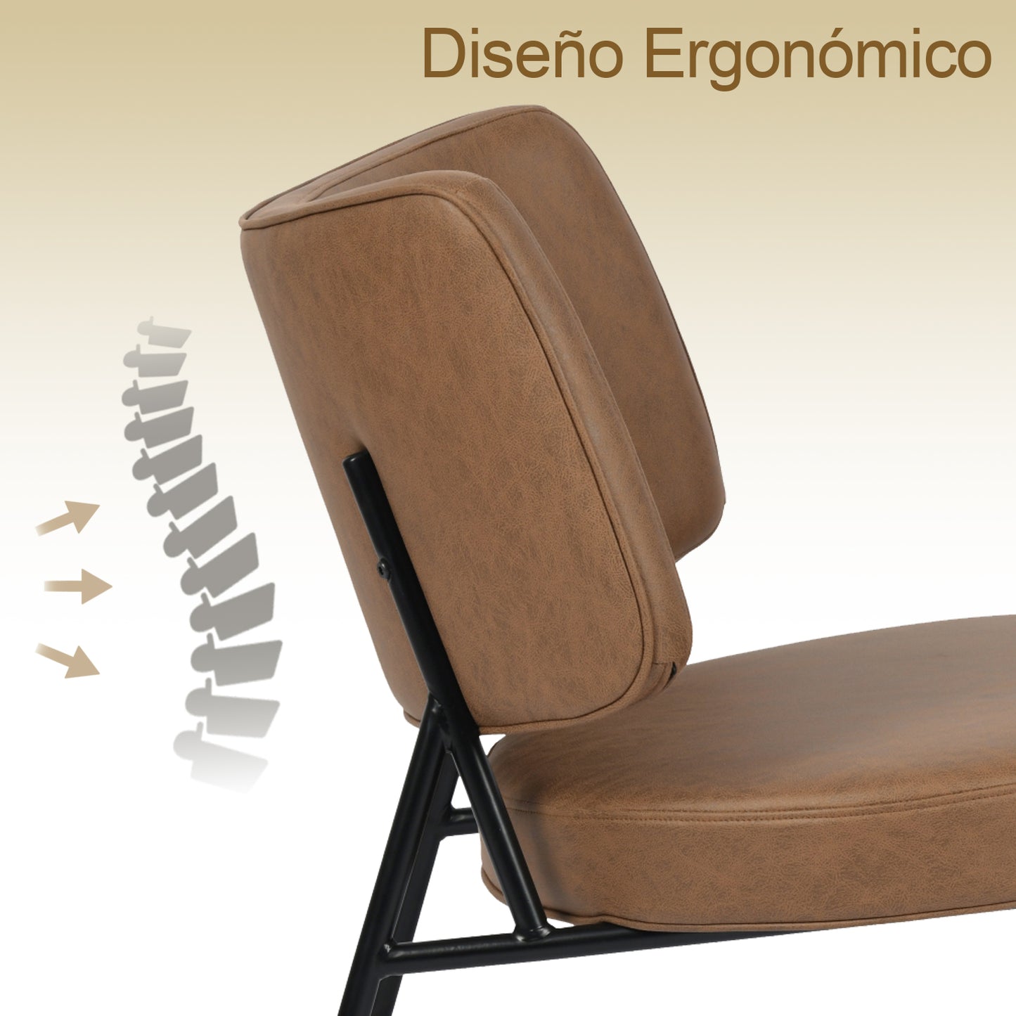 Sillón Tapizado de Cuero sin Brazos Moderno Marrón