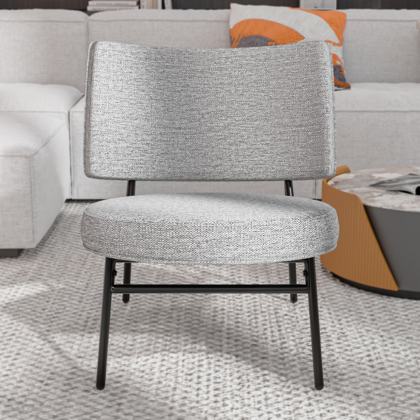 Sillón Tapizado de Tela sin Brazos Moderno Gris