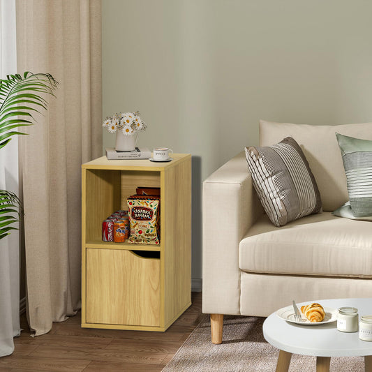 Mesita de Noche de 2 Cubos con Una Puerta Haya