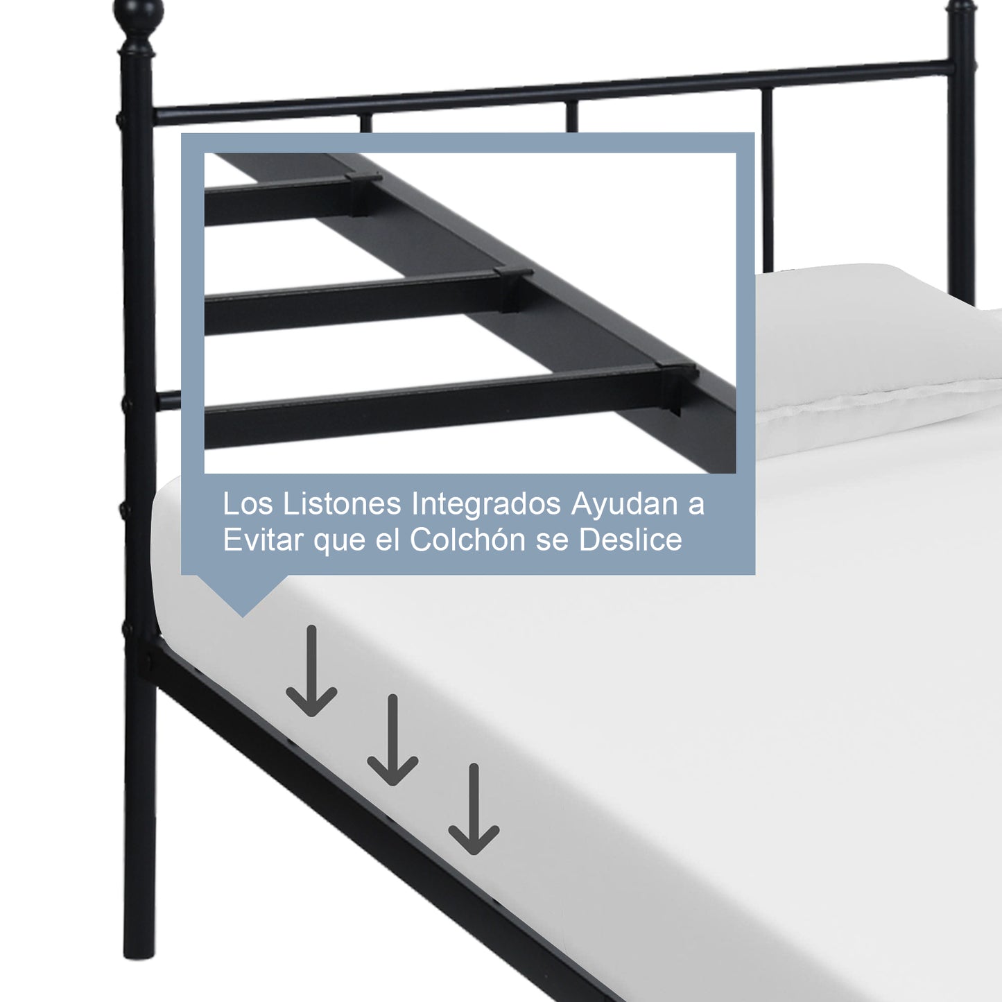 Cama Twin Armazón de Cama de Metal de fácil Montaje con cabecera y pie de Cama