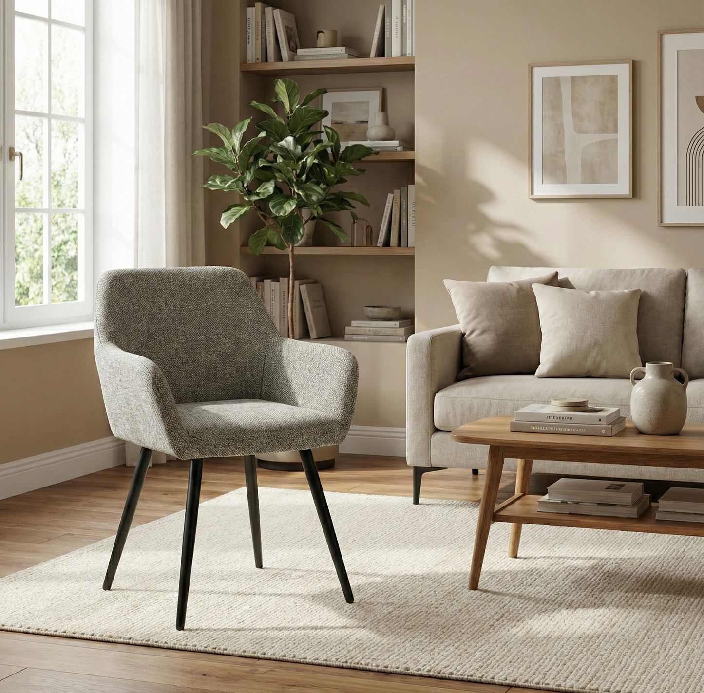 Cyber FurnitureR Juego de 2 Sillas de Comedor Gris