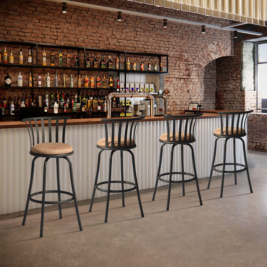 Juego de 2 Taburetes de Bar Industriales de Metal Vintage Negro