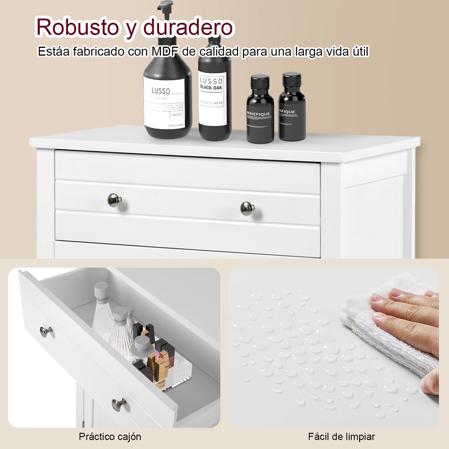 Mueble de Baño Mueble de Piso, Mueble de Almacenamiento Independiente Blanco