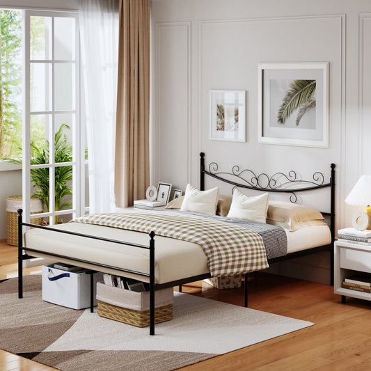 Cama Doble Armazón de Cama de Metal de fácil Montaje con cabecera y pie de Cama