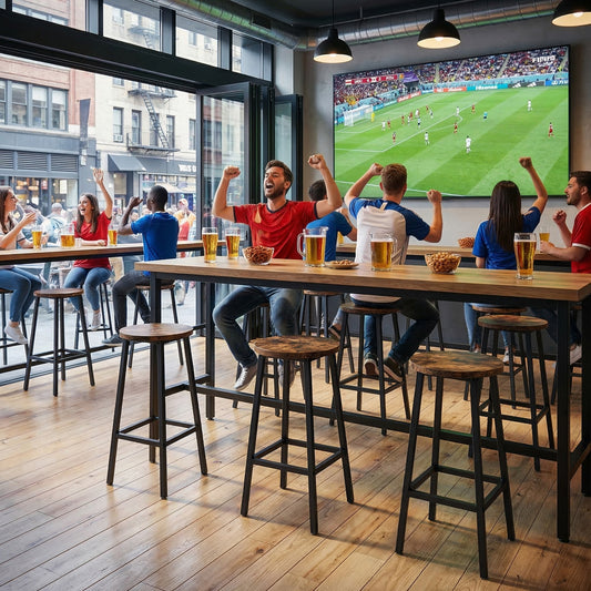 Juego de 2 Sillas de Bar Industriales Marrón Vintage