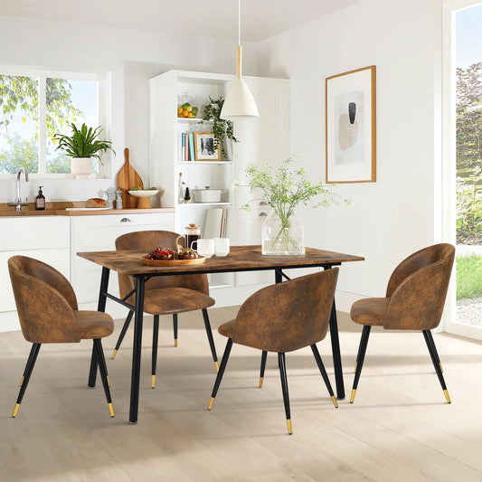 Mesa de Comedor Rectangular con Marco de Acero Resistente Vintage Marrón