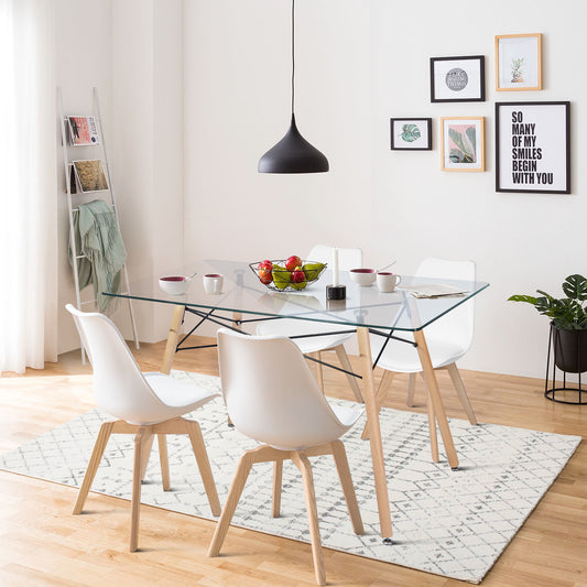 Mesa de Comedor Rectatangular con Cubierta de Cristal Templado