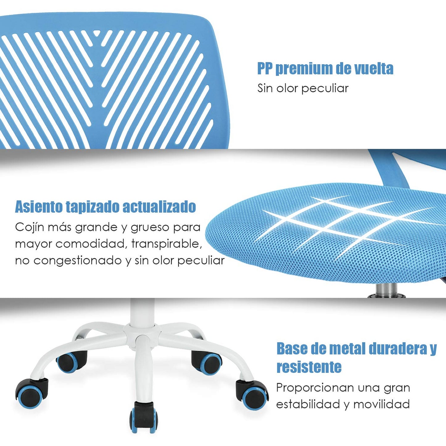 Silla de Estudio Ajustable para Niños Azul