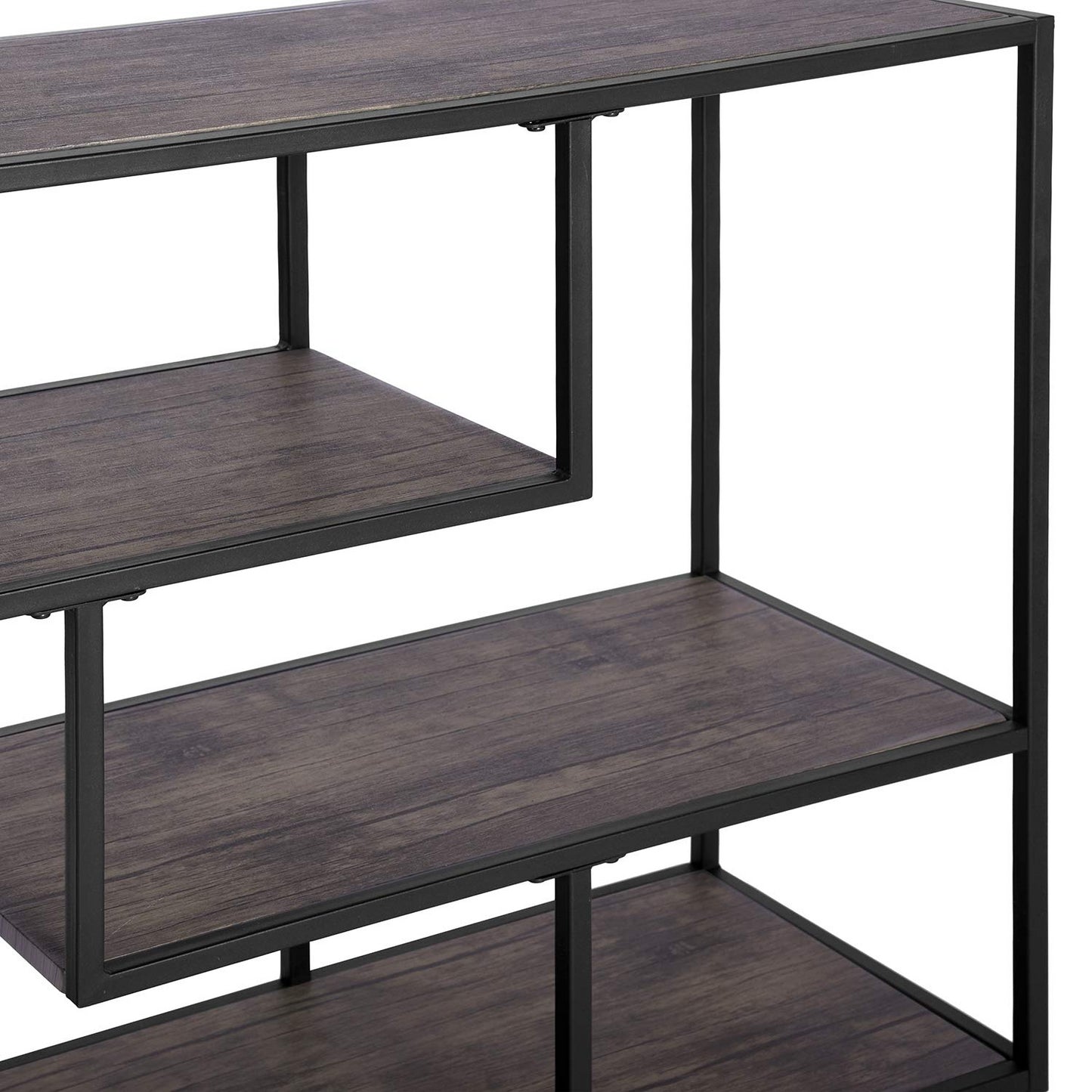 Librerías Industriales de 4 Niveles con Marco de Metal Marrón