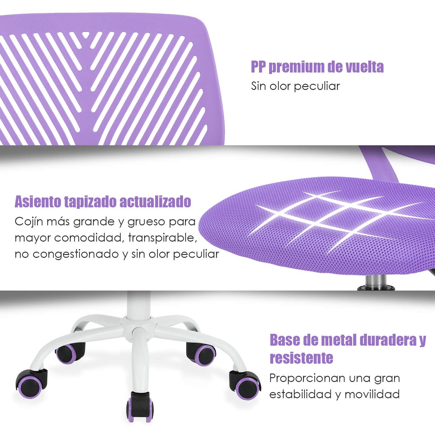 Silla de Estudio Ajustable para Niños Morado