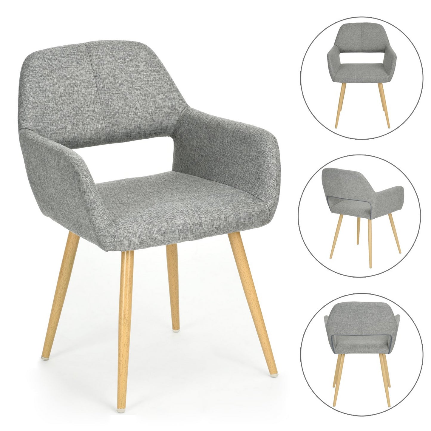 Set de 2 Sillas con Descansabrazos - Gris