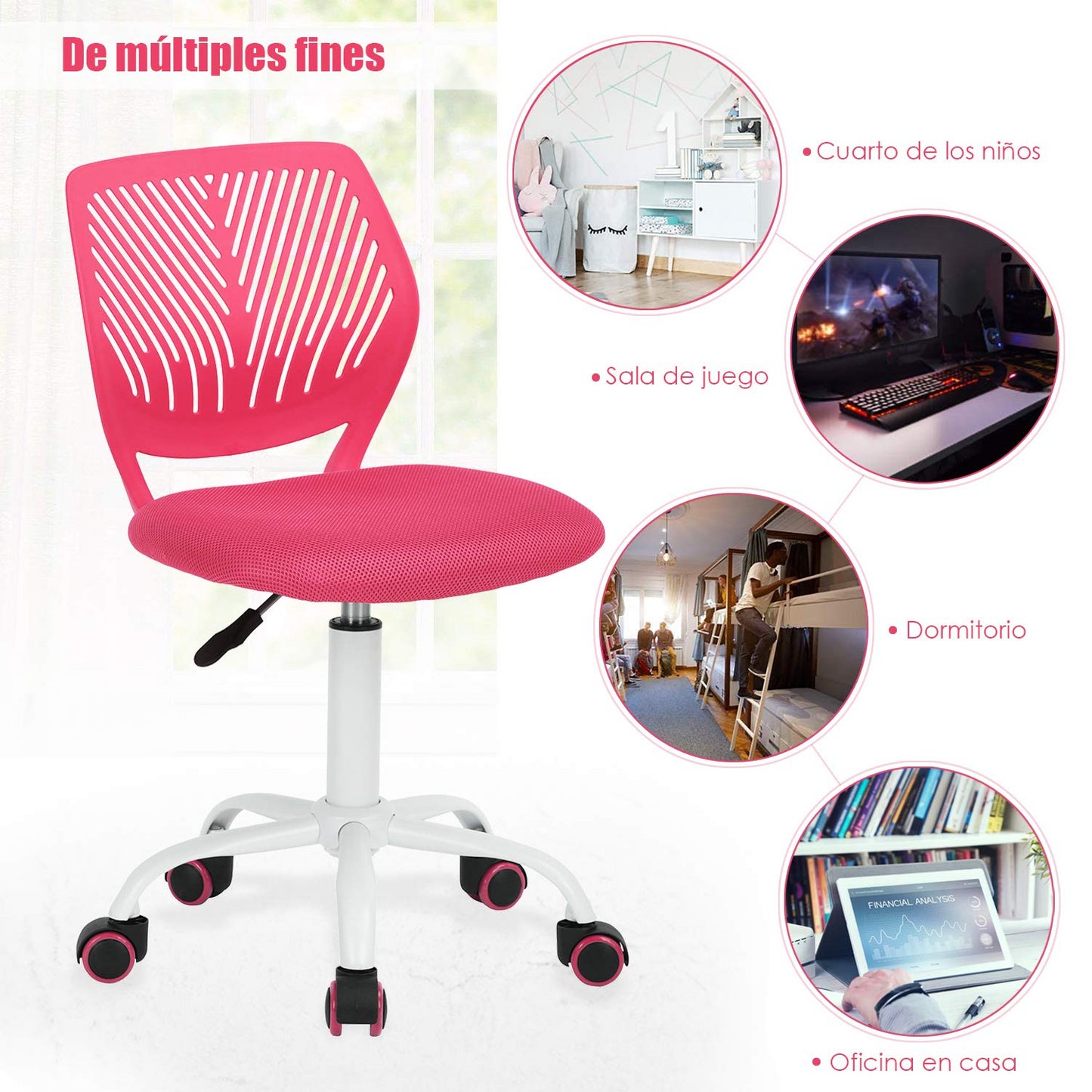 Silla de Estudio Ajustable para Niños Rosa