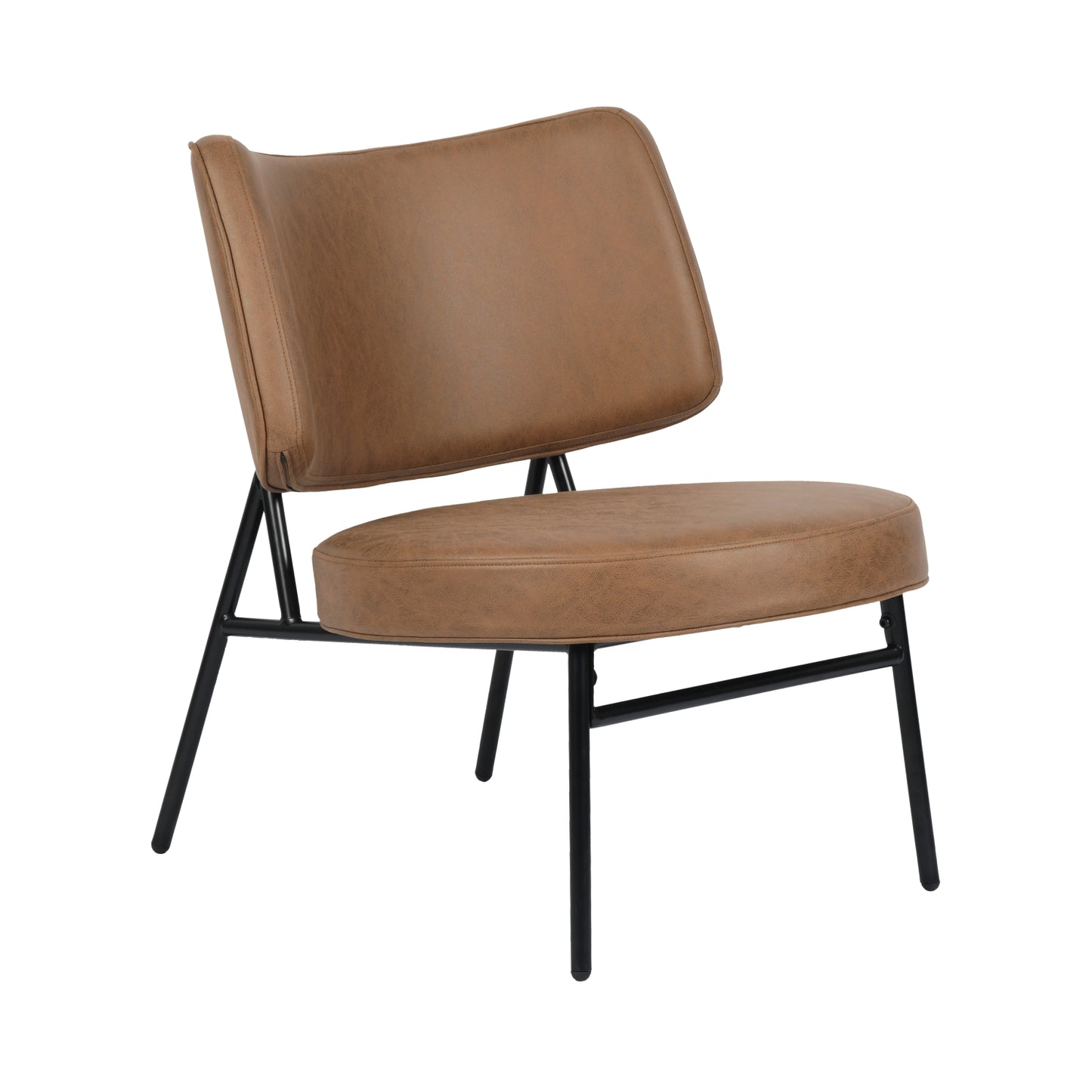Sillón Tapizado de Cuero sin Brazos Moderno Marrón
