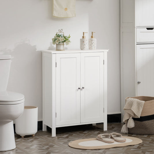 Gabinete de Almacenamiento para Piso de Baño con Puerta Doble Blanco