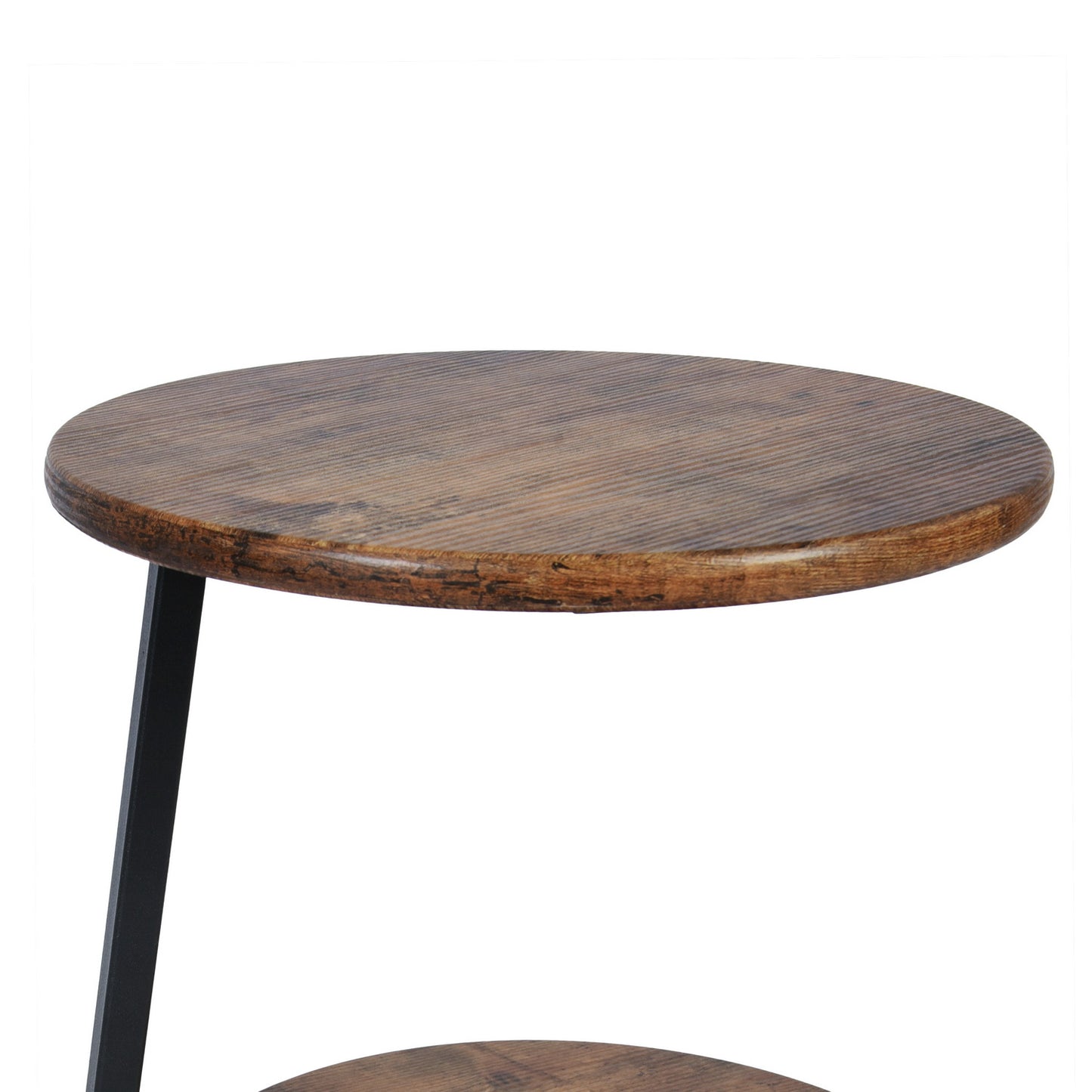 Mesa Auxiliar con Marco De Metal, Mesa Auxiliar Redonda con Estantes