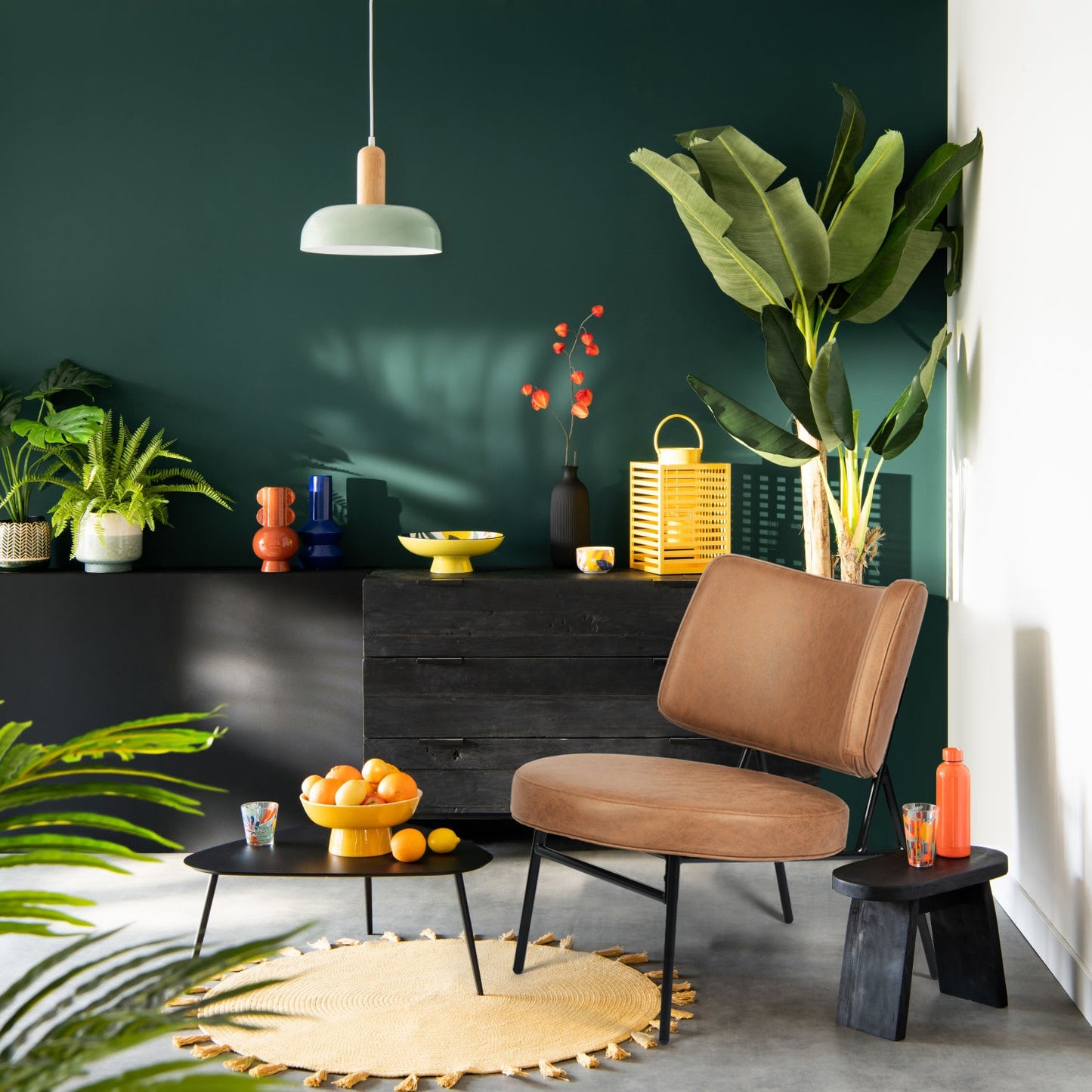Sillón Tapizado de Cuero sin Brazos Moderno Marrón