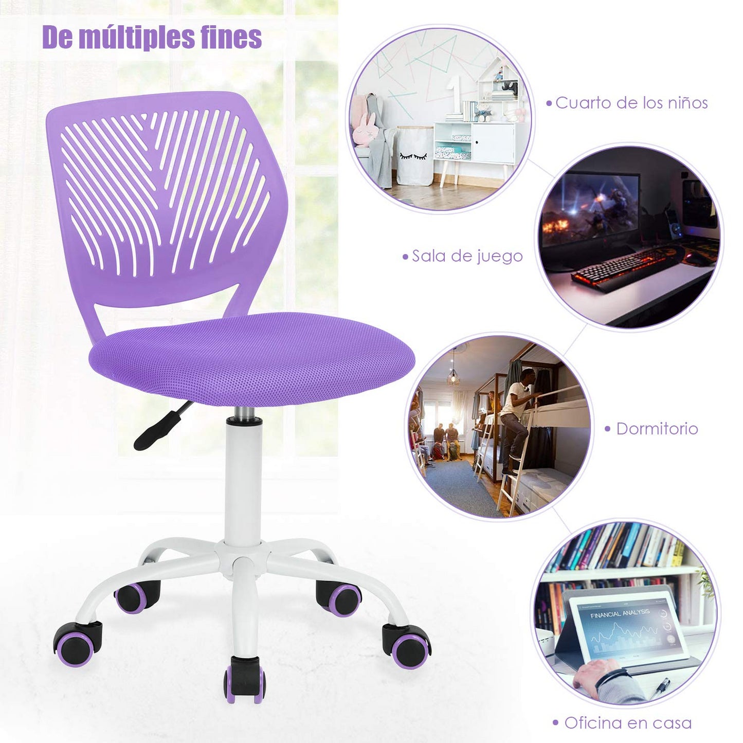 Silla de Estudio Ajustable para Niños Morado