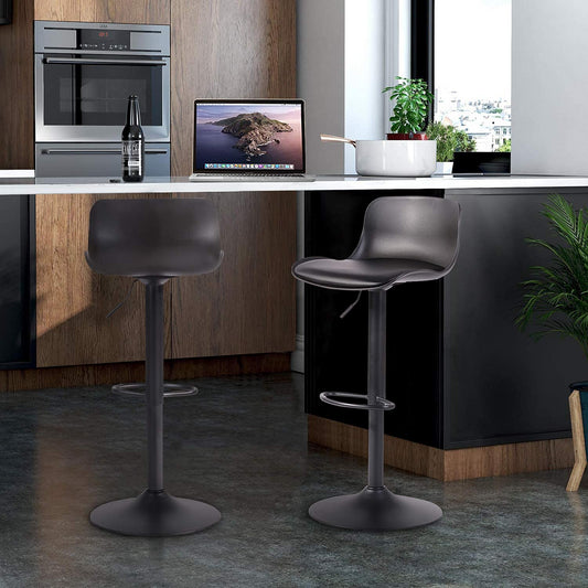 Set de 2 Bancos para Barra Estilo Minimalista Color Negro y Altura Ajustable
