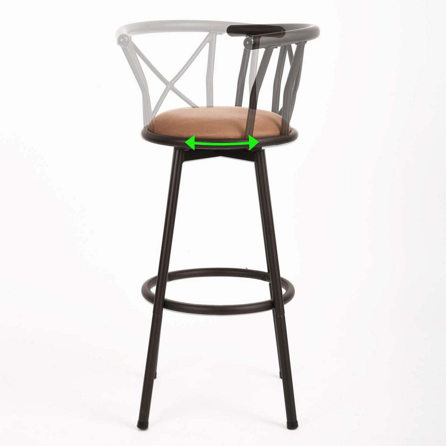 Set de 2 Bancos Altos para Barra Estructura con Recubrimiento Polvo Café Obscuro Asiento Tapizado en Tela Vintage