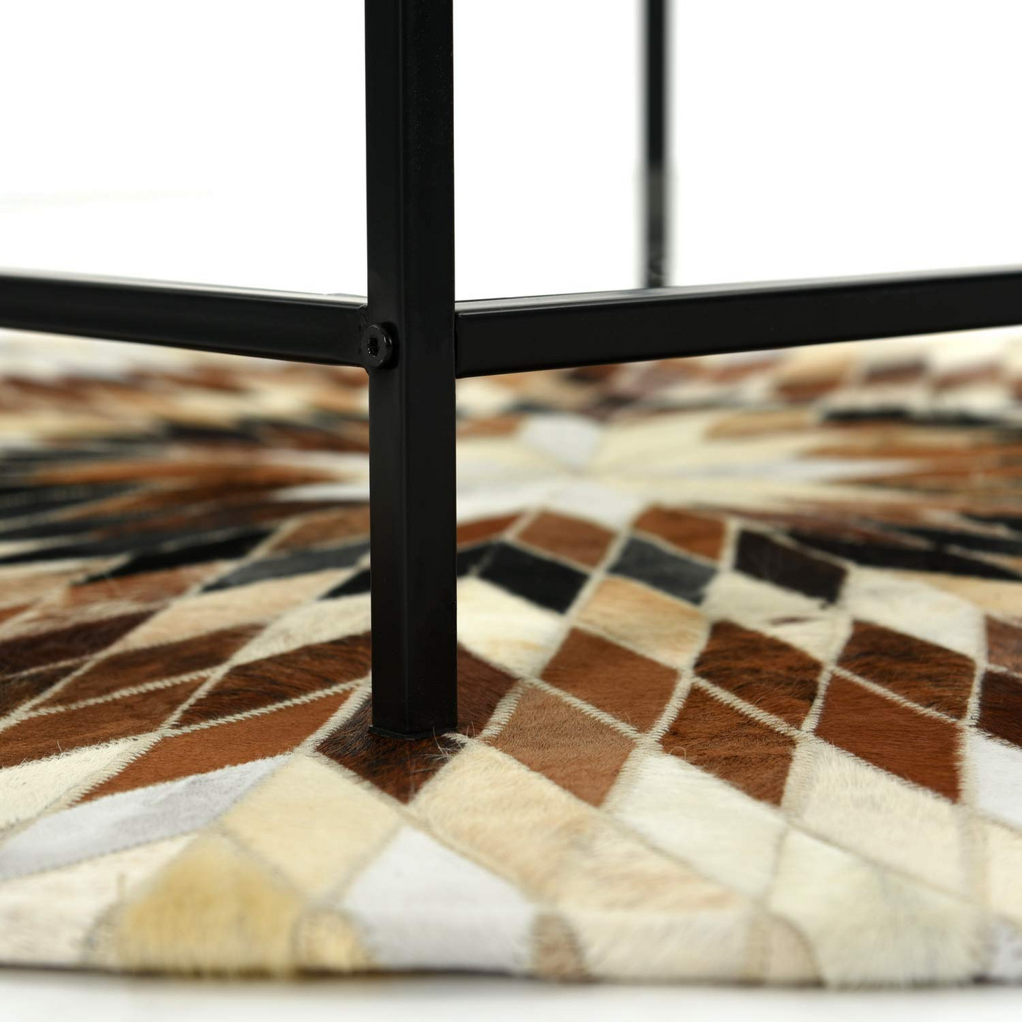 Mesa de Centro Cuadrada, Mesa de cóctel con Tapa de Cristal Templado