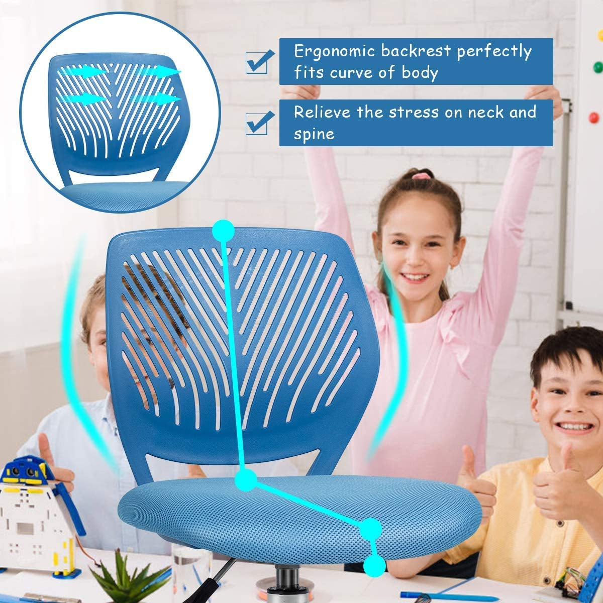 Silla de Estudio Ajustable para Niños Azul