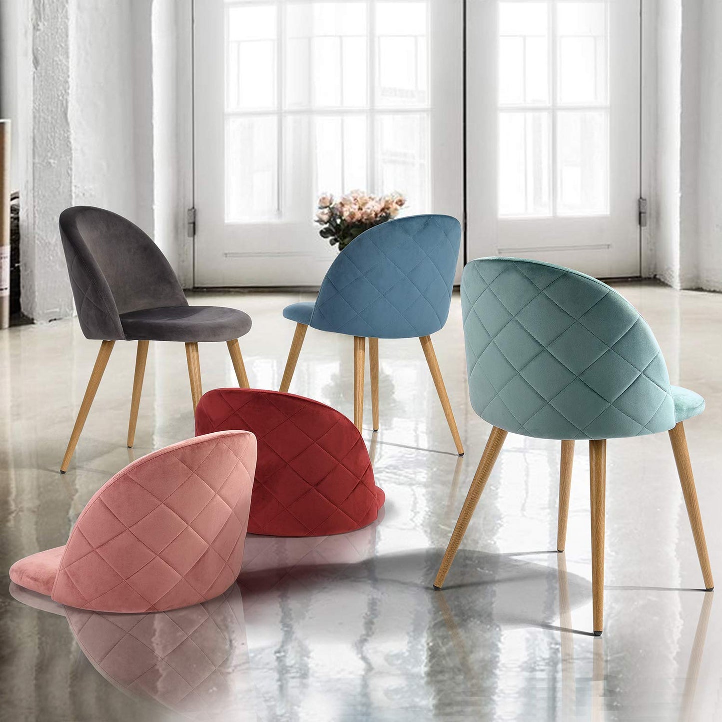 Juego de 2 sillas de Comedor de Terciopelo Sillas de Ocio Modernas de Siglo Verde