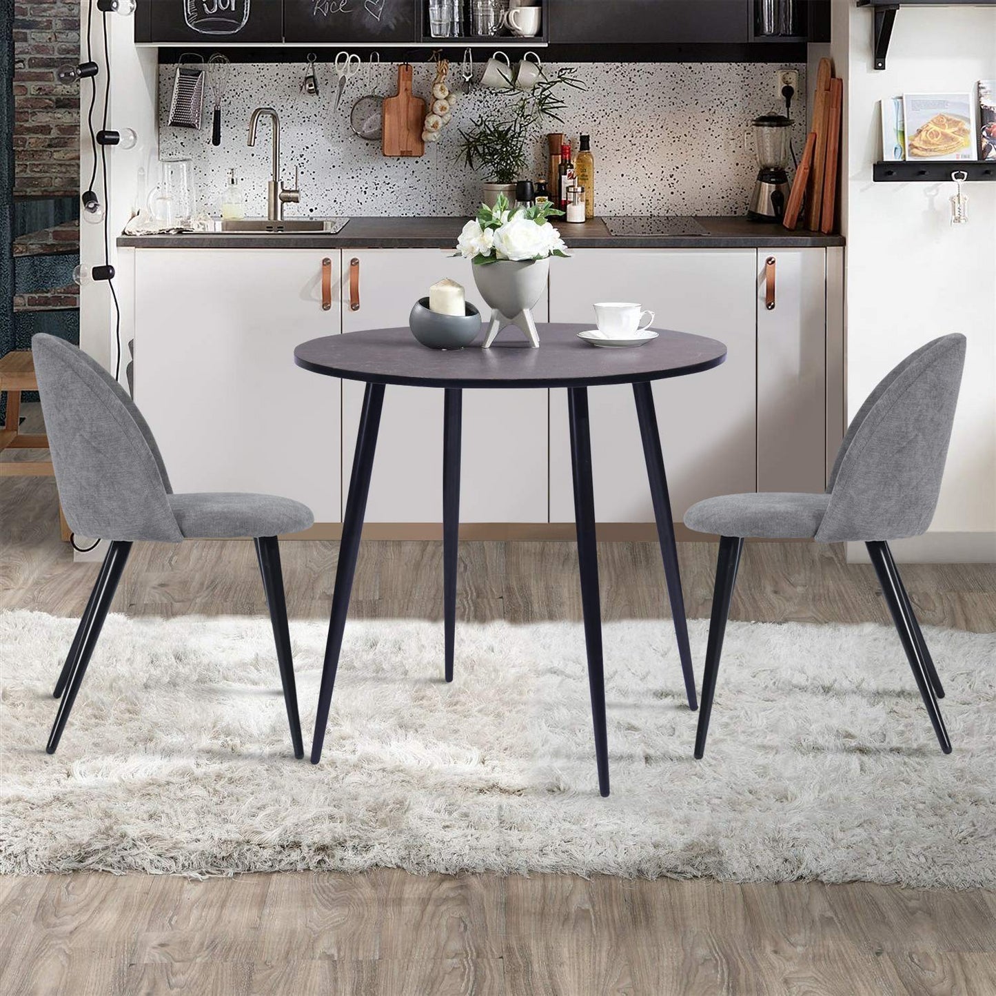 Set de 2 Sillas Modernas Patas de Metal - Gris