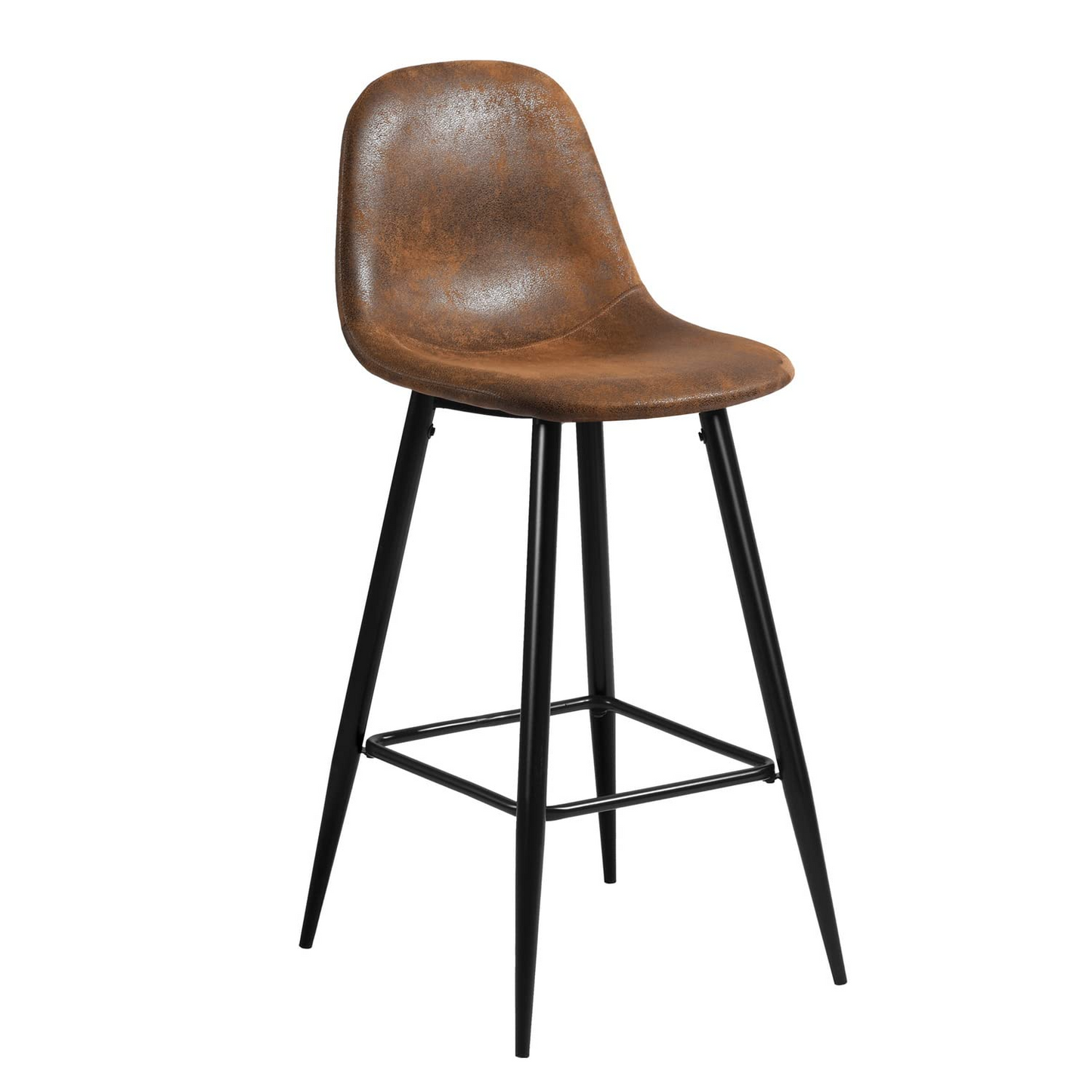 Set de 2 Bancos Altos para Barra de Cocina o Bar con Diseño Ergonómico Uso Interior Tapizado PU Café