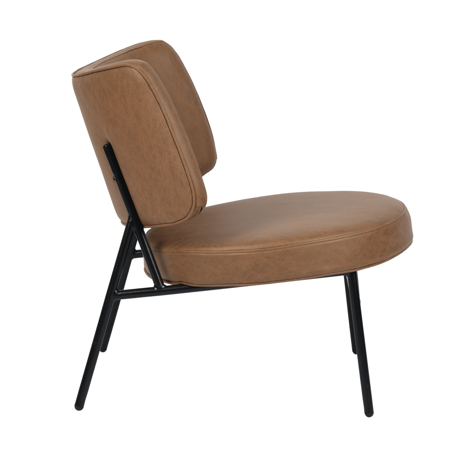 Sillón Tapizado de Cuero sin Brazos Moderno Marrón