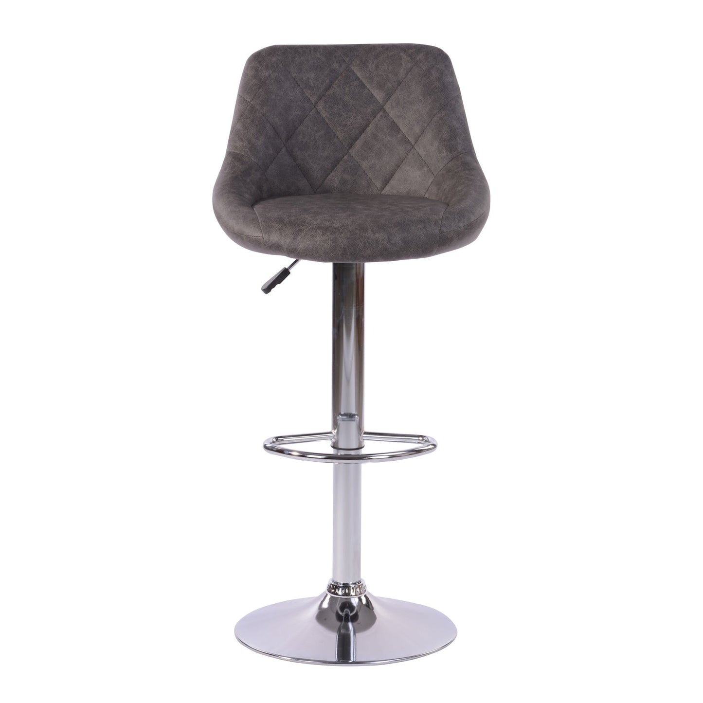 Set de 2 Bancos Giratorios 360˚ con Altura Ajustable Tapizados en Piel Sintética PU Gris Antiguo