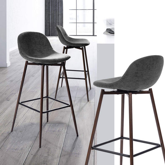 Set de 2 Bancos de 2 Barra de Cocina o Bar con Función Giratoria Gris