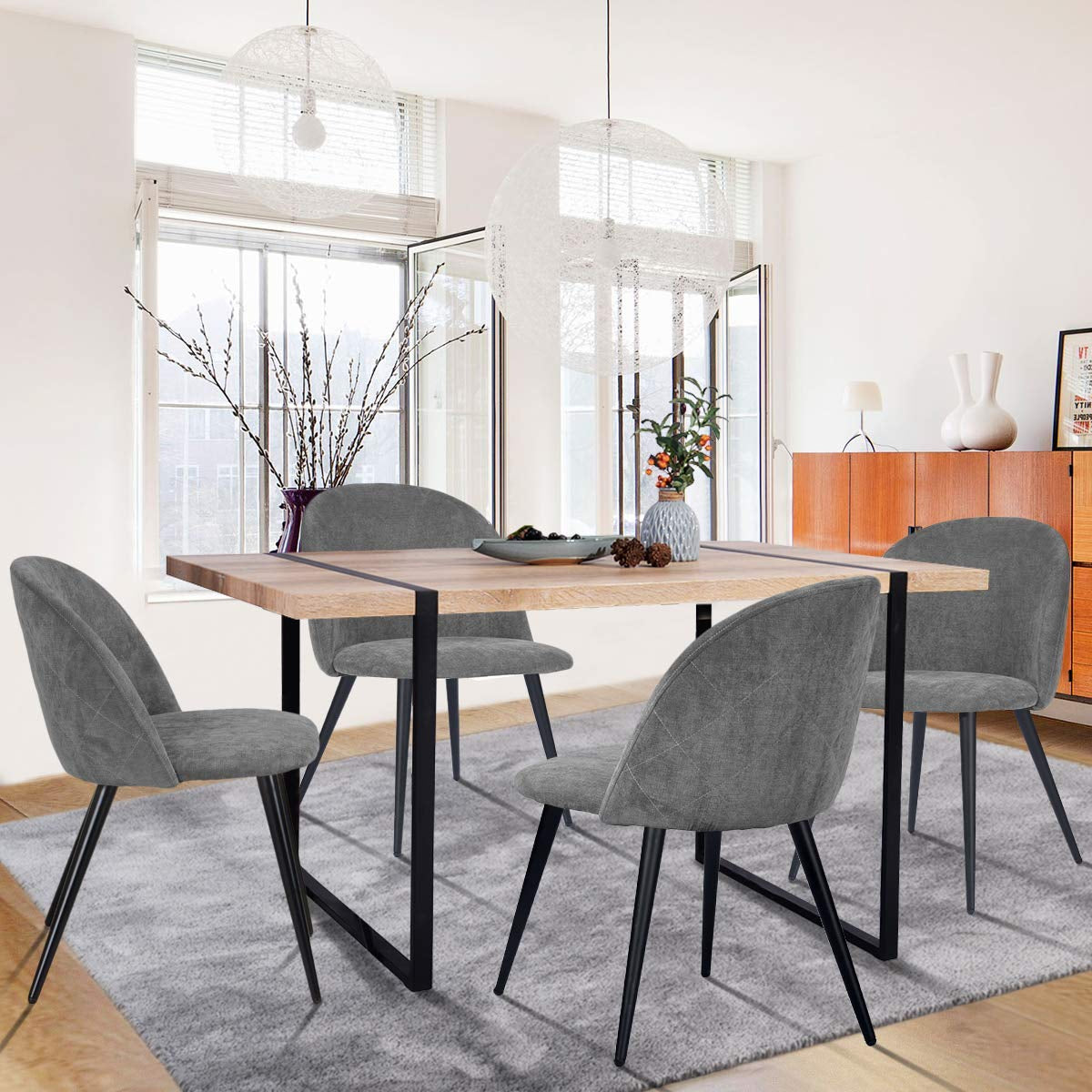 Set de 2 Sillas Modernas Patas de Metal - Gris