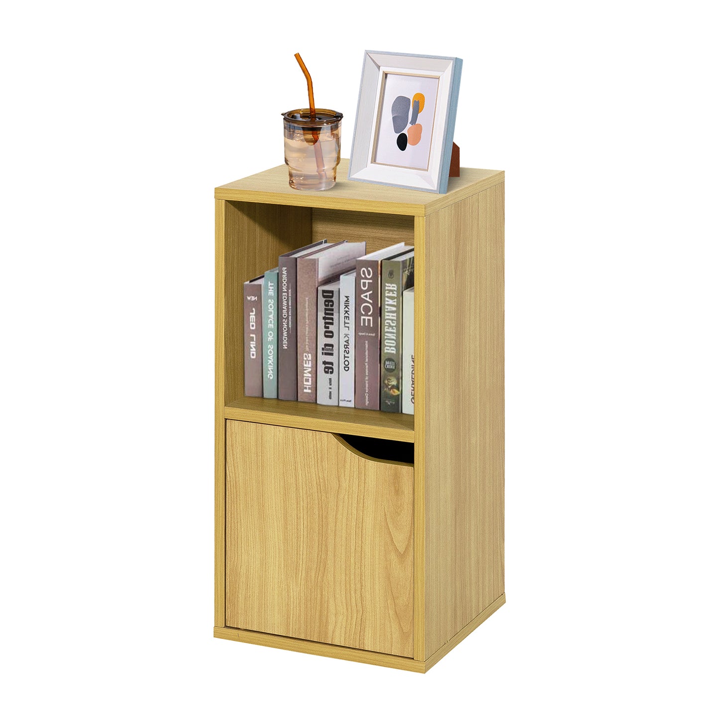 Mesita de Noche de 2 Cubos con Una Puerta Haya