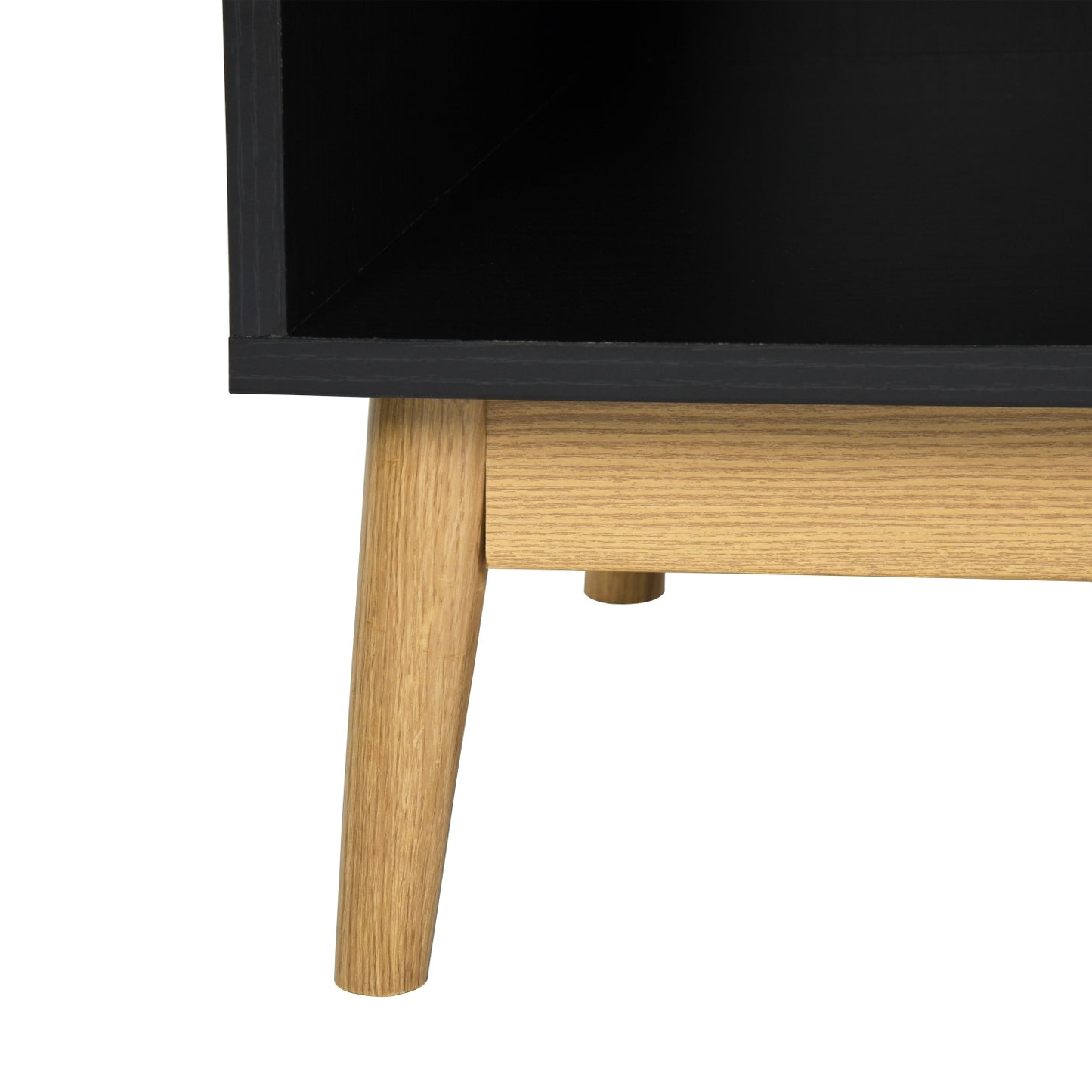 Gabinete de Bufé Aparador, Gabinete de Almacenamiento de Cocina con Puertas Decoradas de Ratán Negro