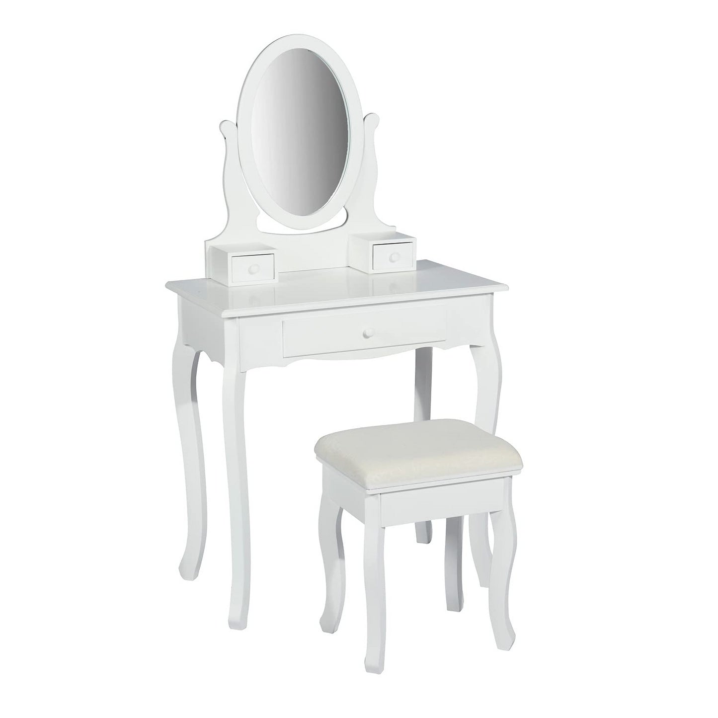Conjunto de Mesa de Tocadores con Espejo Oval Blanco