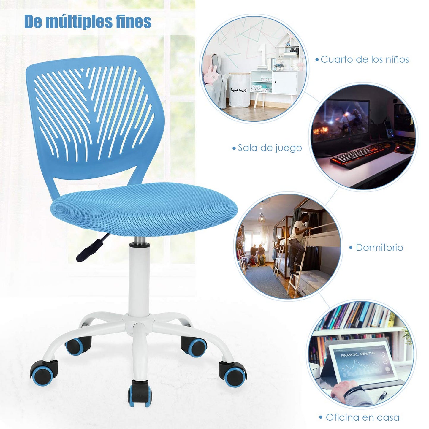Silla de Estudio Ajustable para Niños Azul