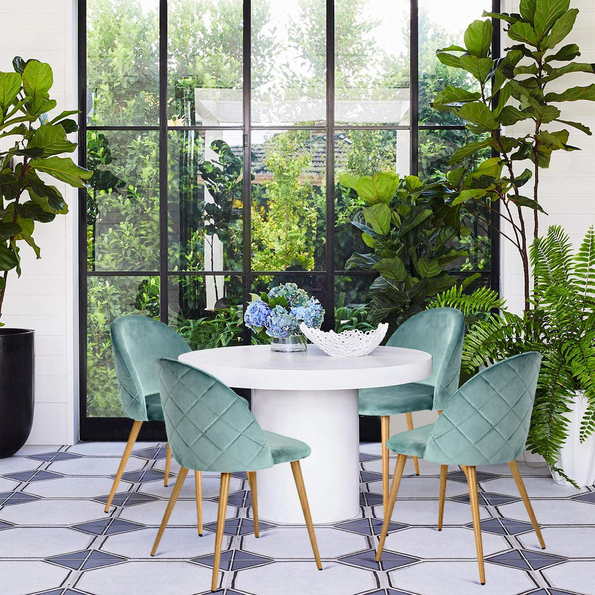 Juego de 2 sillas de Comedor de Terciopelo Sillas de Ocio Modernas de Siglo Verde