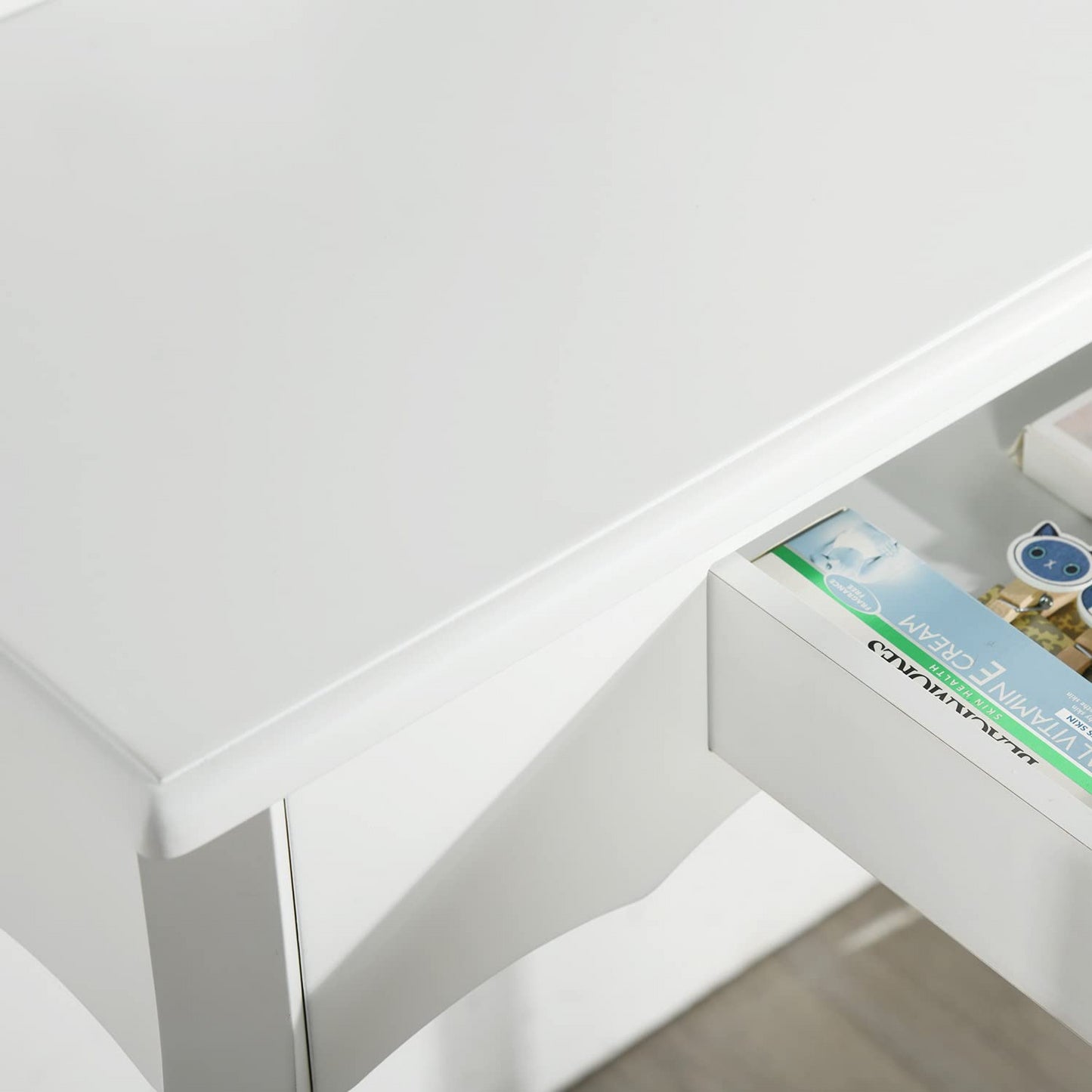 Conjunto de Mesa de Tocadores con Espejo Oval Blanco