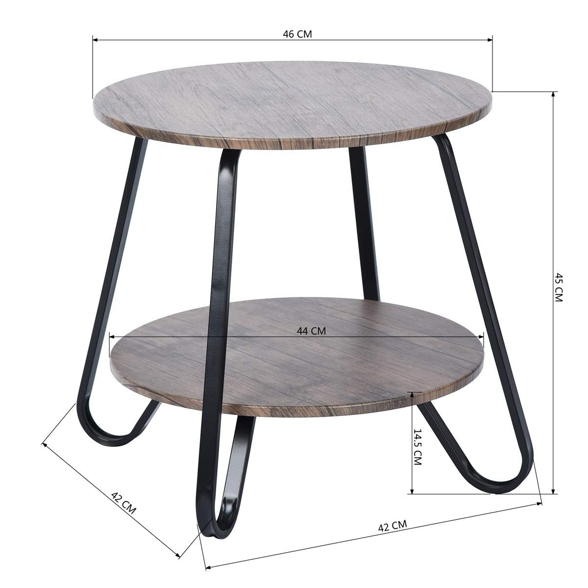 Mesa de Sofá Industrial de Mesa Auxiliar para Sala de Estar Marrón