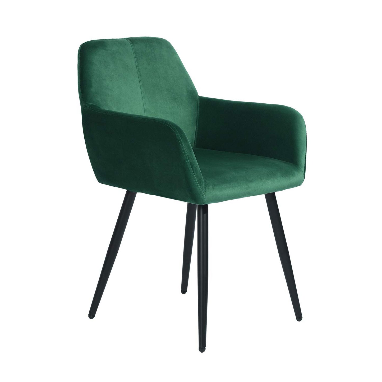 Set de 2 Sillas Vintage Terciopelo Verde con Descansabrazos