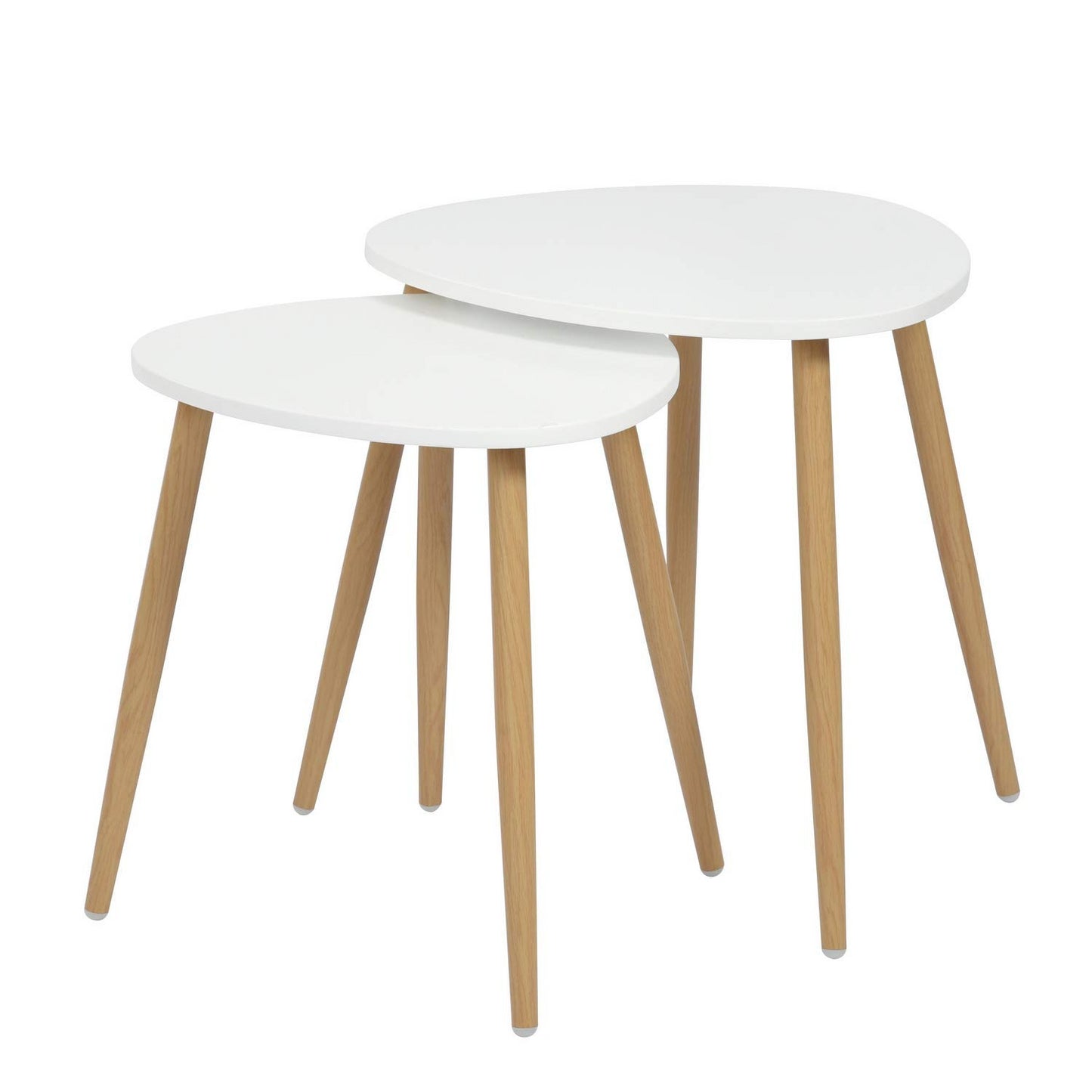 Juego de 2 Mesas Auxiliares Triangulares Mesita Auxiliar Mesa de Centro Blanco