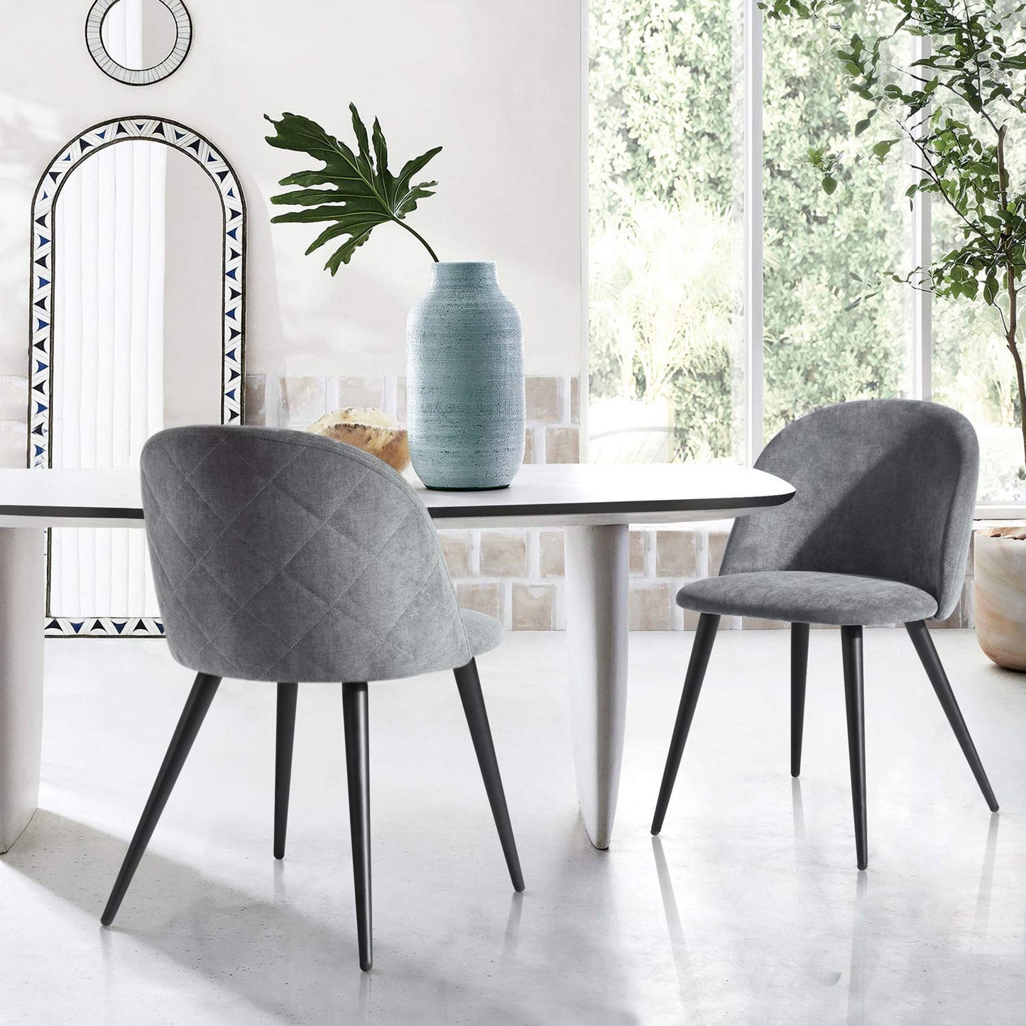 Set de 2 Sillas Modernas Patas de Metal - Gris