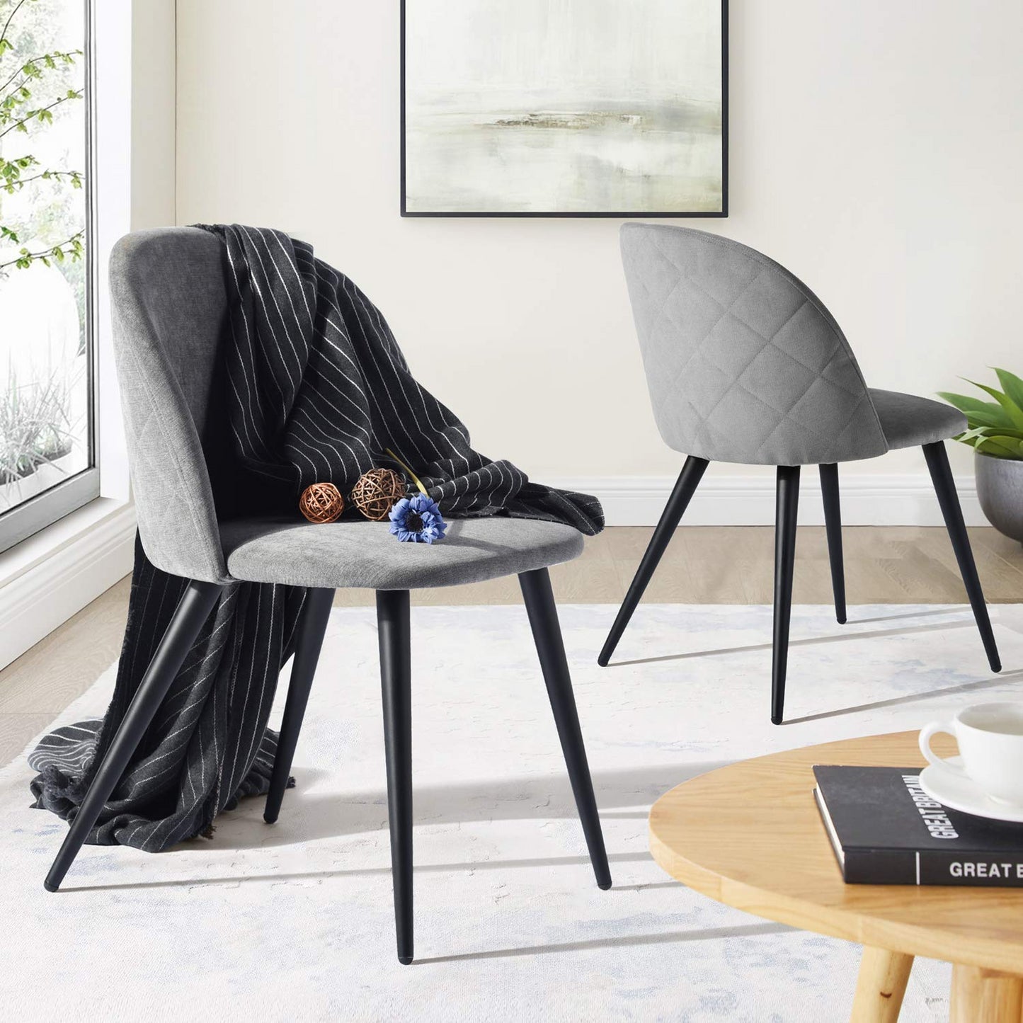 Set de 2 Sillas Modernas Patas de Metal - Gris
