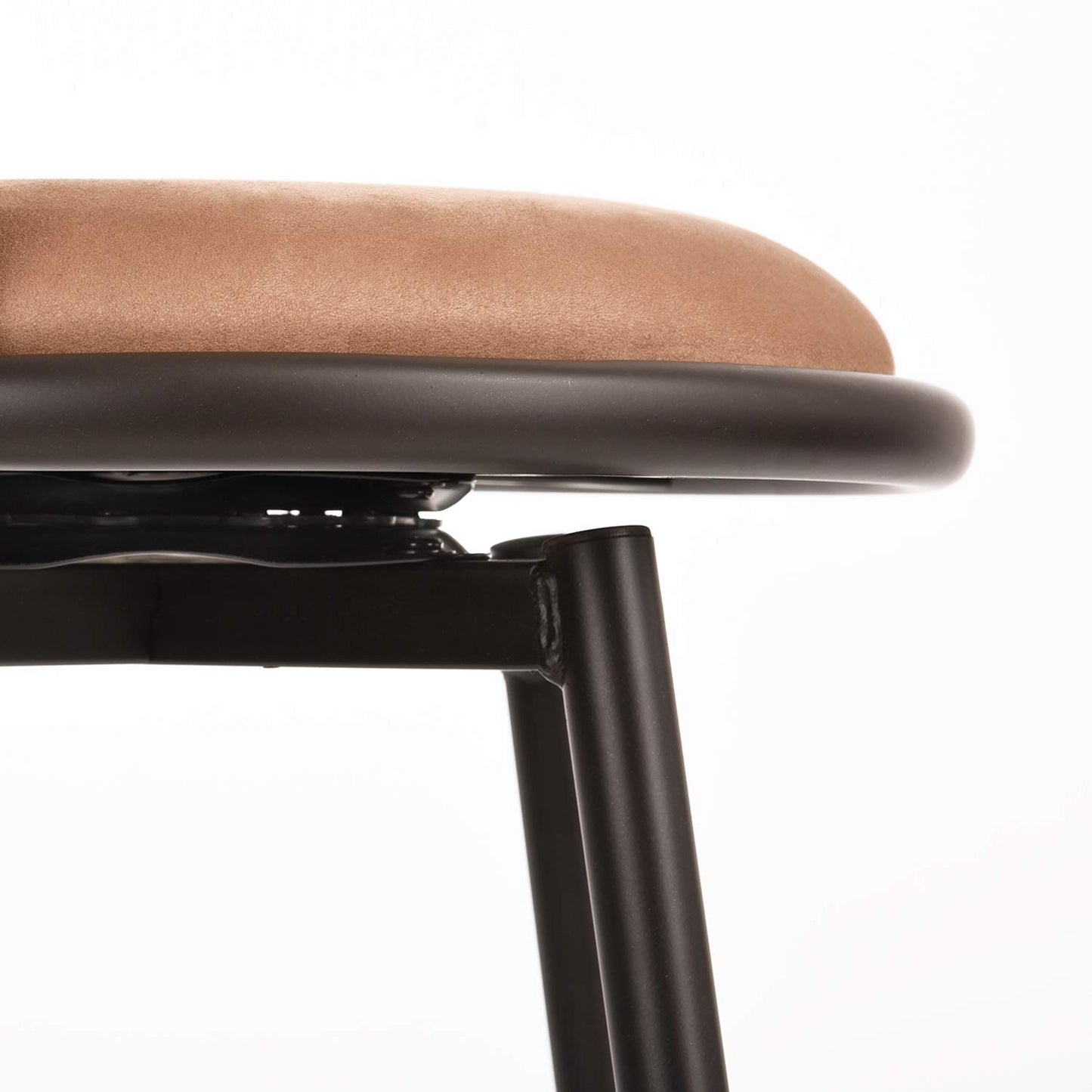 Set de 2 Bancos Altos para Barra Estructura con Recubrimiento Polvo Café Obscuro Asiento Tapizado en Tela Vintage