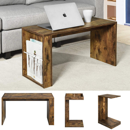 Mesa de Centro, Mesa de té con Estante de Almacenamiento Lateral Marrón