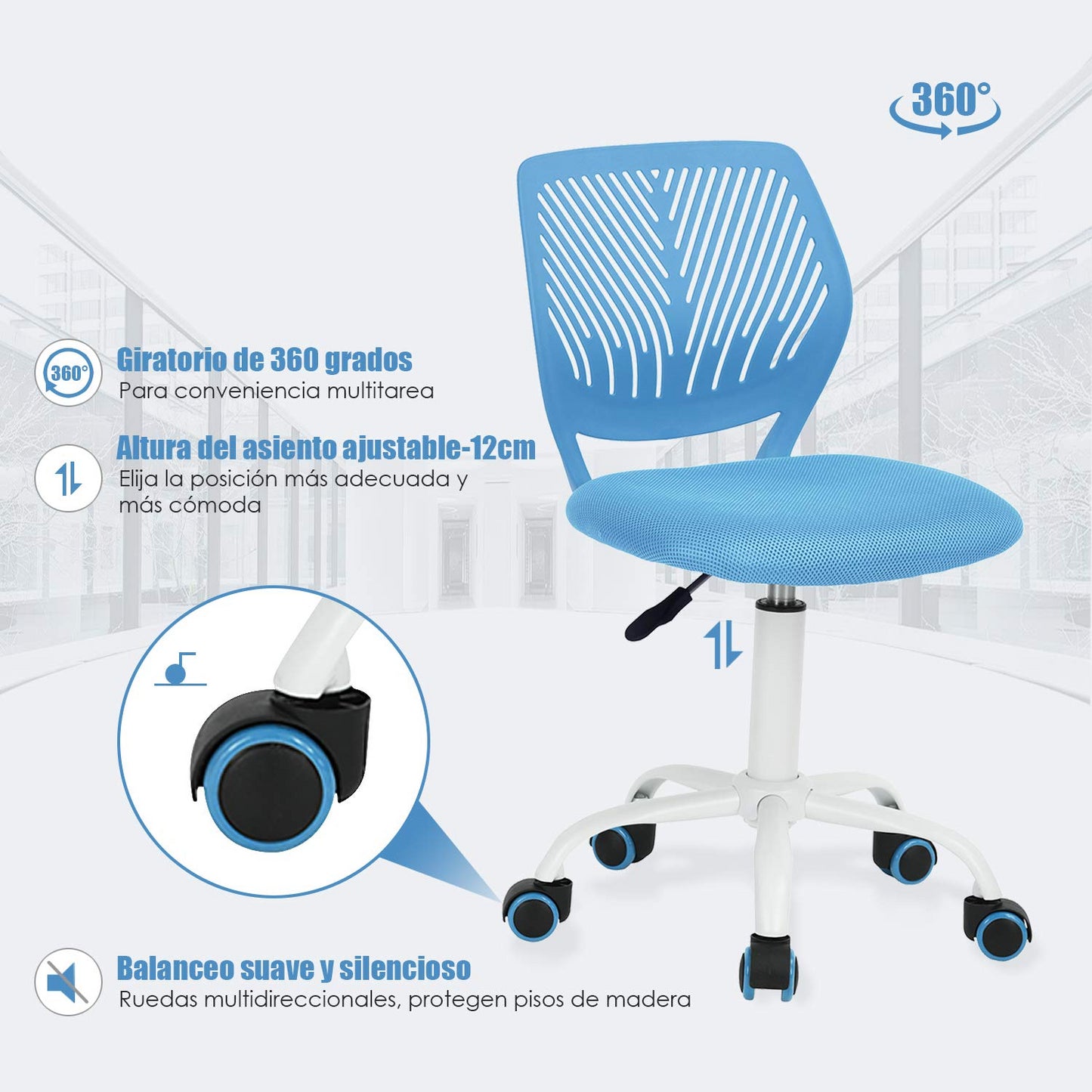 Silla de Estudio Ajustable para Niños Azul