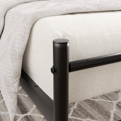 Cama Twin Armazón de Cama de Metal de fácil Montaje con cabecera y pie de Cama Negro