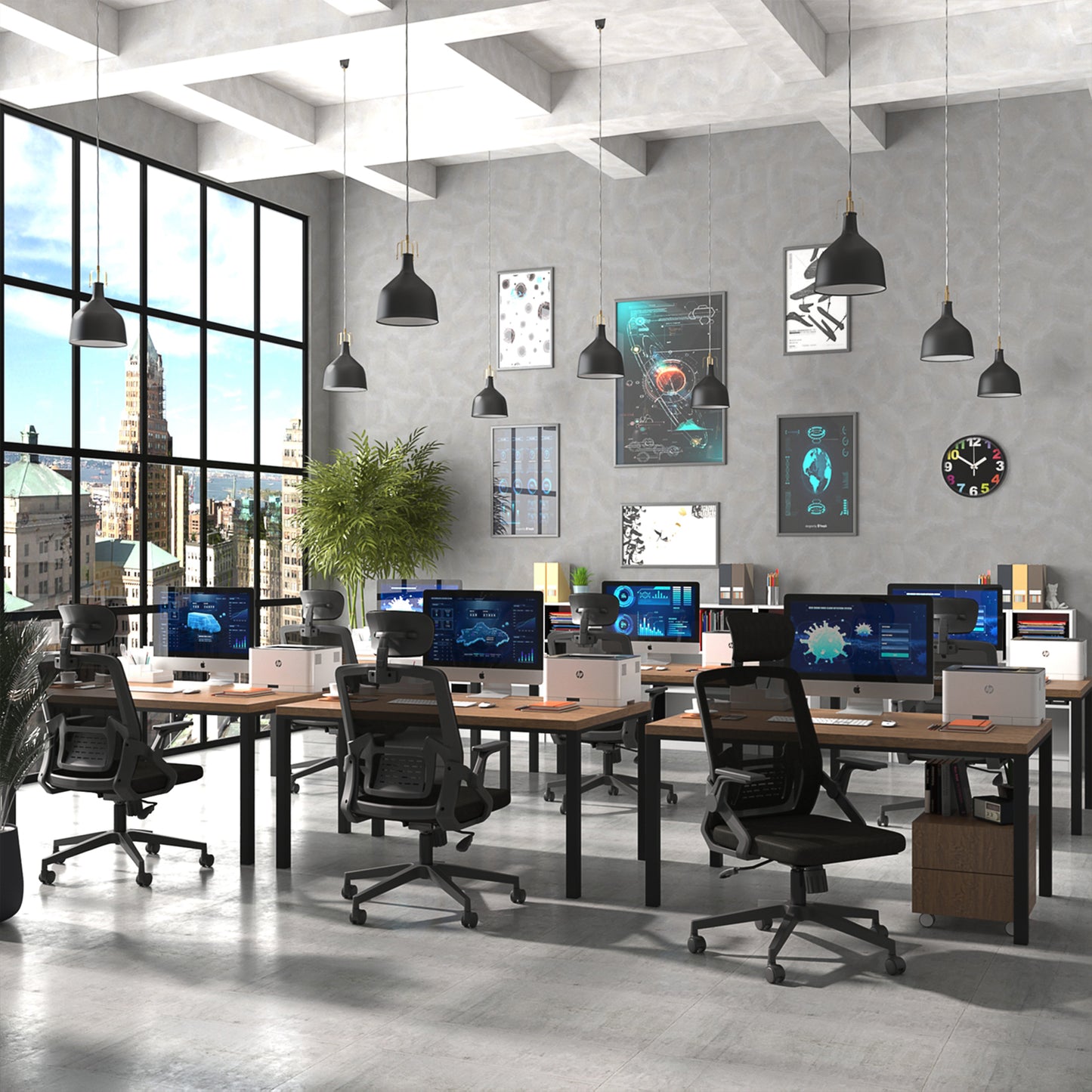 Silla de Escritorio para Computadora de Oficina con Reposacabezas Negro