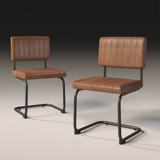 Juego de 2 Sillas de Comedor Modernas de Mediados de Siglo Marrón