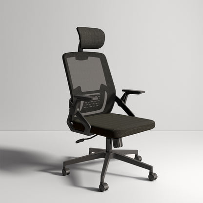 Silla de Escritorio para Computadora de Oficina con Reposacabezas Negro